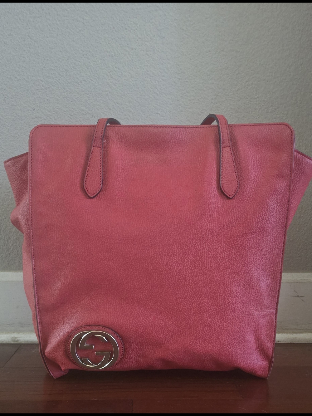 Gucci Leather Tote Bag with Interlocking G Logo